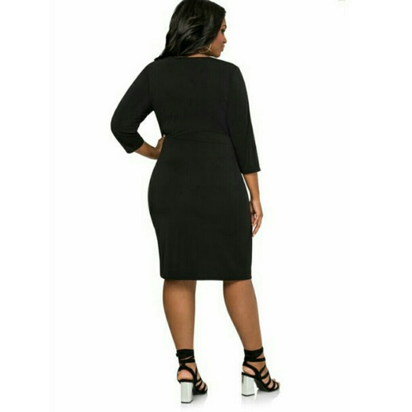 ➕❤ [Plus] Ashley Stewart - Black Faux Wrap Dress - Picture 3 of 3